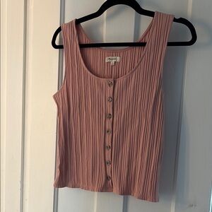 Madewell Pink Ribbed Sleeveless Tank Top